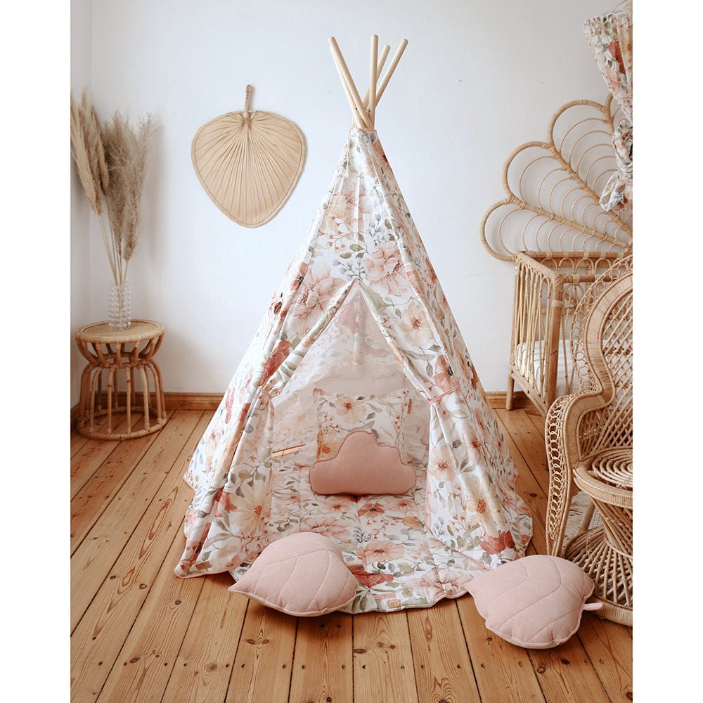 Flower Power Teepee Tent - Beige, Pink, Red, Green - Stylemykid.com