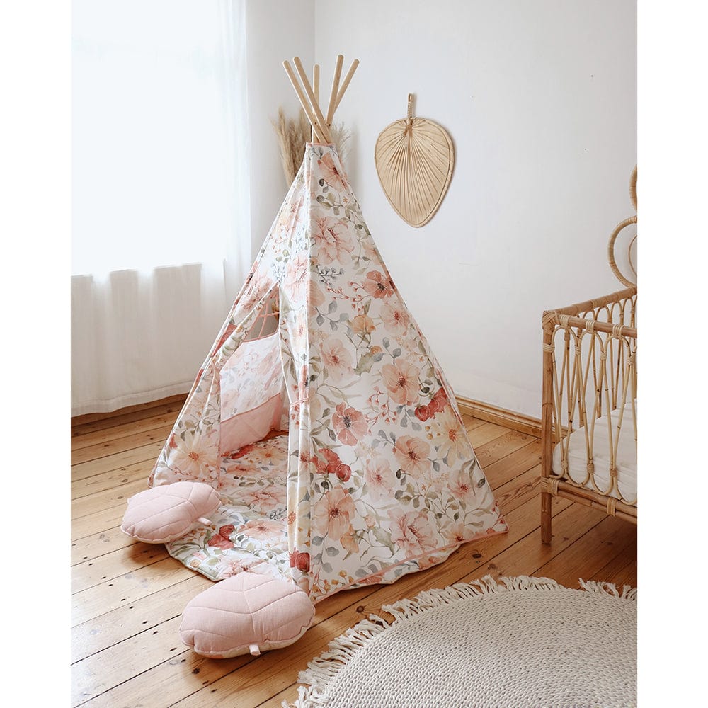 Flower Power Teepee Tent - Beige, Pink, Red, Green - Stylemykid.com