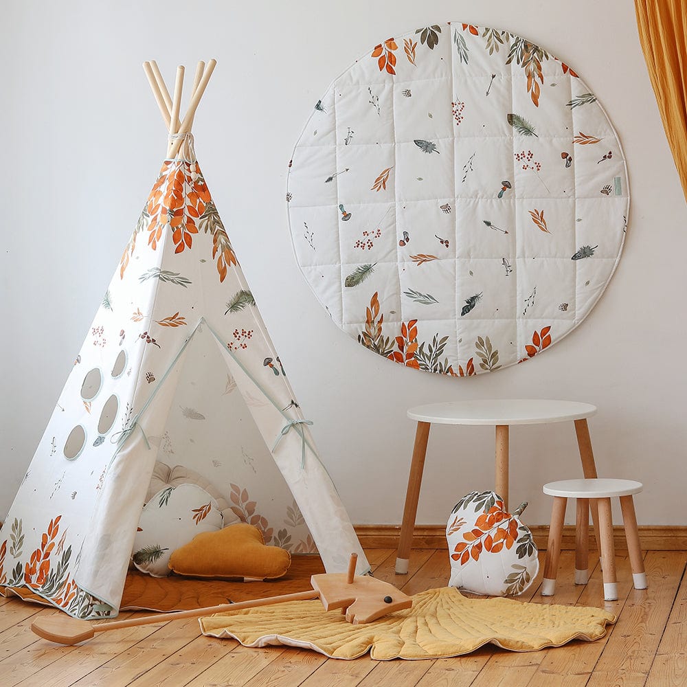 Forest Friends Teepee Tent - Beige, Red, Green, Orange - Stylemykid.com