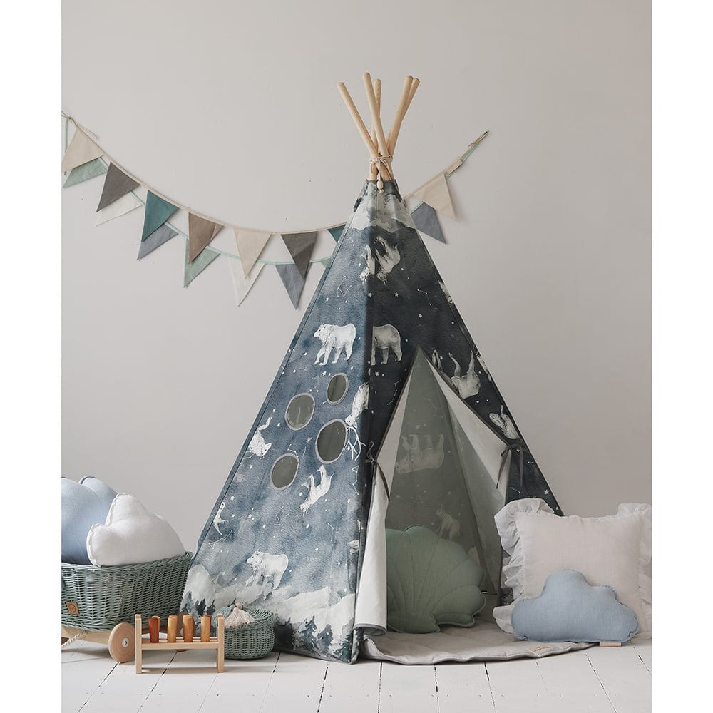 Night Sky Teepee Tent - Navy Blue, White - Stylemykid.com