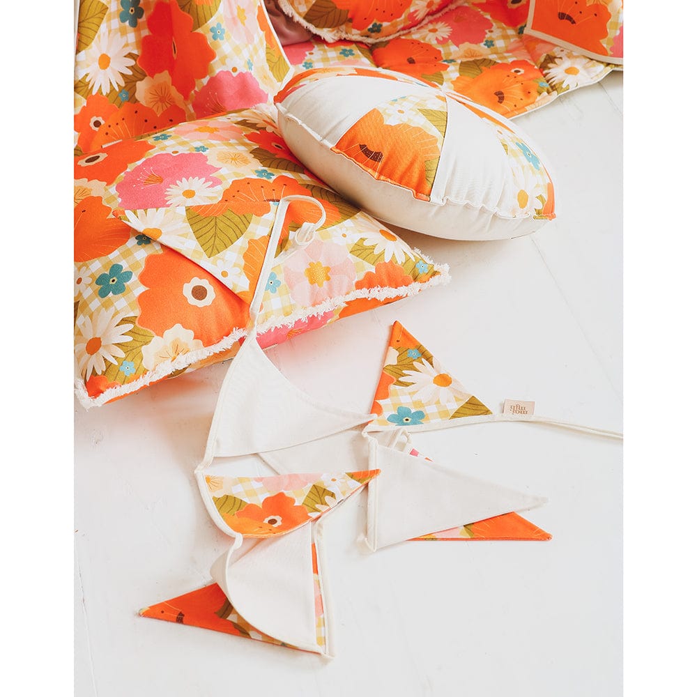 Picnic With Flowers Teepee Tent - Beige, Orange, Green - Stylemykid.com