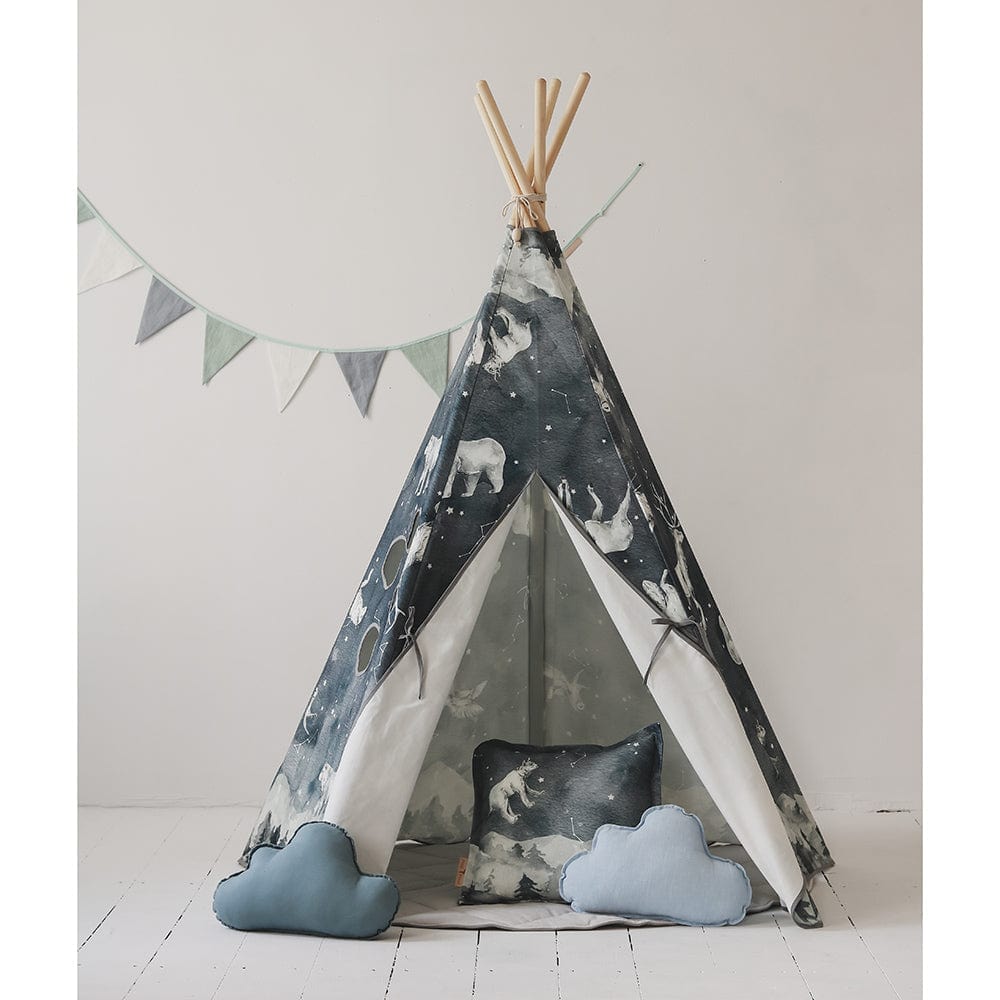 Night Sky Teepee Tent - Navy Blue, White - Stylemykid.com