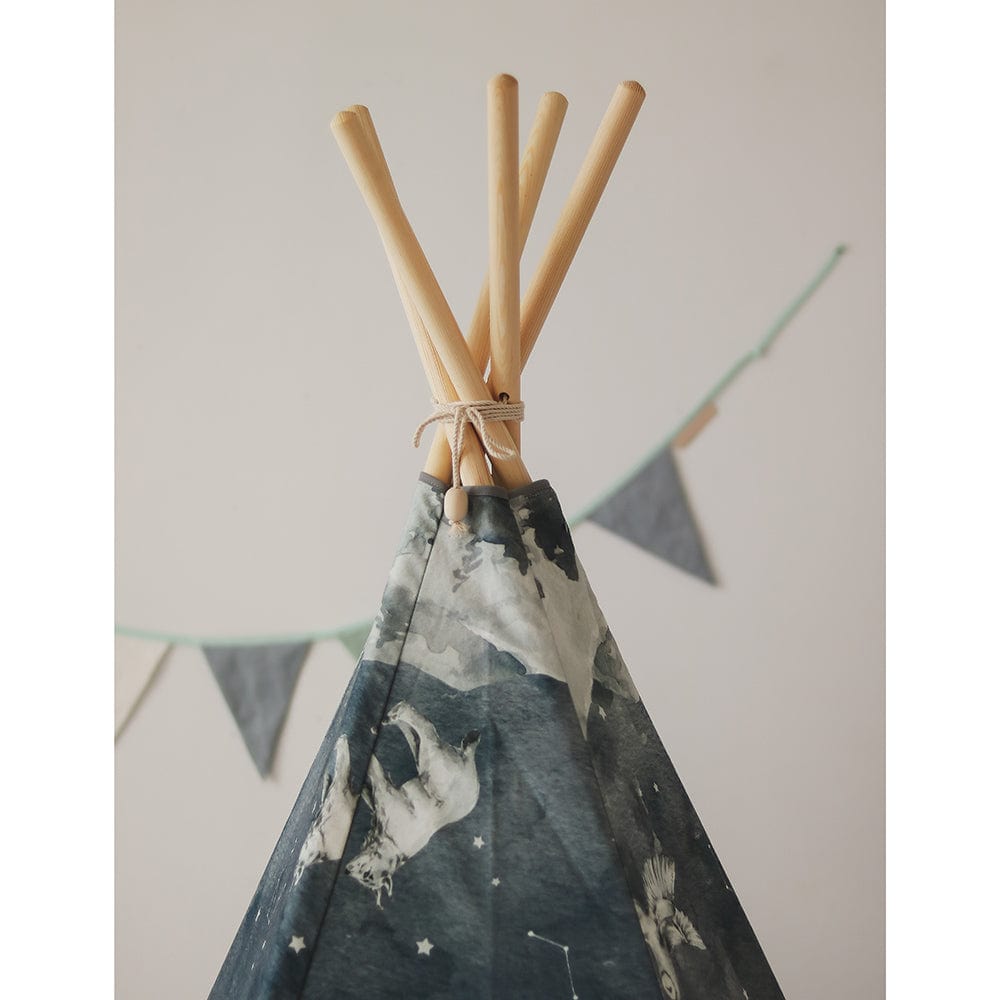 Night Sky Teepee Tent - Navy Blue, White - Stylemykid.com