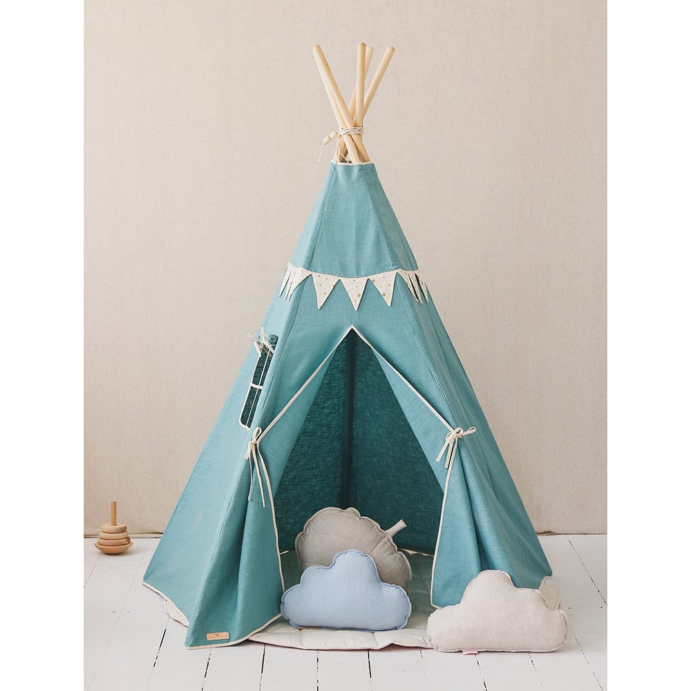 Gold Star Teepee Tent With Garland - Blue - Stylemykid.com